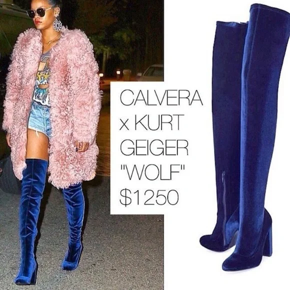 CARVELA WOLF BLACK by Kurt Geiger Zip Closure  Velvet Upper Size 37 - Picture 2 of 16